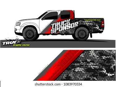 pickup truck livery Graphic vector. abstract grunge design for vehicle vinyl wrap background 