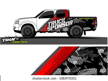 pickup truck livery Graphic vector. abstract grunge design for vehicle vinyl wrap background 