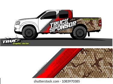 pickup truck livery Graphic vector. abstract grunge design for vehicle vinyl wrap background 