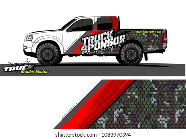 pickup truck livery Graphic vector. abstract grunge design for vehicle vinyl wrap background 