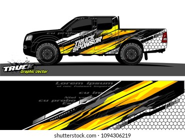 pickup truck livery Graphic vector. abstract racing shape design for vehicle vinyl wrap background 
