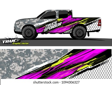 
pickup truck livery Graphic vector. abstract racing shape design for vehicle vinyl wrap background 
