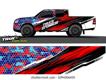 
pickup truck livery Graphic vector. abstract racing shape design for vehicle vinyl wrap background 

