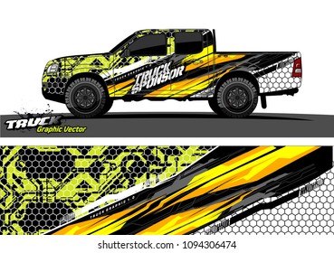 
pickup truck livery Graphic vector. abstract racing shape design for vehicle vinyl wrap background 
