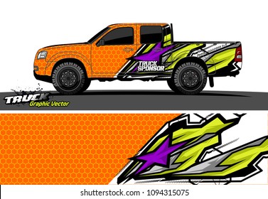 pickup Truck livery Graphic vector. abstract background design for vehicle vinyl wrap