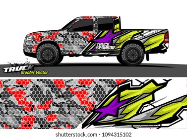 pickup Truck livery Graphic vector. abstract background design for vehicle vinyl wrap