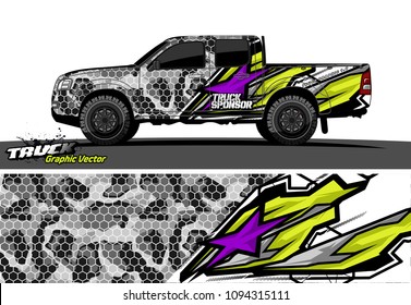 pickup Truck livery Graphic vector. abstract background design for vehicle vinyl wrap