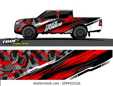 pickup Truck livery Graphic vector. abstract background design for vehicle vinyl wrap