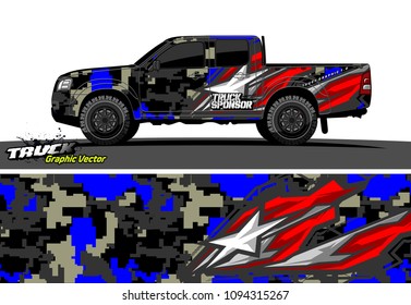 pickup Truck livery Graphic vector. abstract background design for vehicle vinyl wrap
