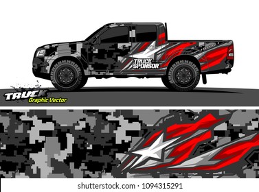 pickup Truck livery Graphic vector. abstract background design for vehicle vinyl wrap