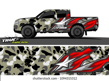 pickup Truck livery Graphic vector. abstract background design for vehicle vinyl wrap