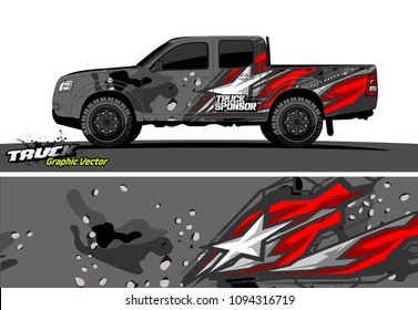 pickup Truck livery Graphic vector. grunge background design for vehicle vinyl wrap
