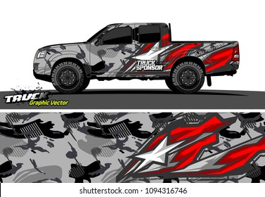 pickup Truck livery Graphic vector. grunge background design for vehicle vinyl wrap
