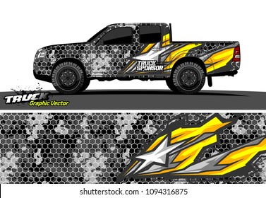 pickup Truck livery Graphic vector. grunge background design for vehicle vinyl wrap
