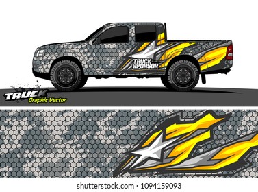 pickup Truck livery vector. abstract racing shape design for vehicle vinyl wrap background 