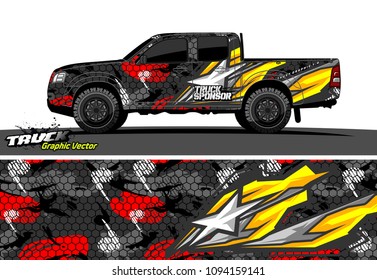 pickup Truck livery vector. abstract racing shape design for vehicle vinyl wrap background 