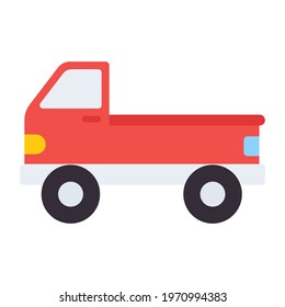 Pickup truck, luggage carrier in flat design. 