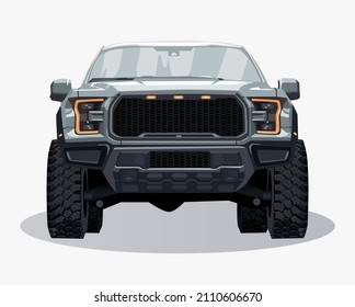 pickup truck on the road front view