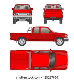 Pickup truck one half cab vector illustration blueprint