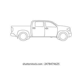 Pickup Truck Outline icon vector. Pickup Truck Outline isolated white background. Vector Illustration