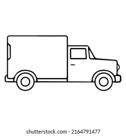 Pickup Truck Outline Vector Illustration,isolated On White Background,top View