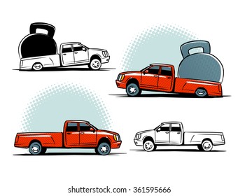 pickup truck overloaded. pickup side view illustration