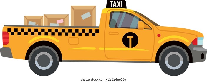 Camión de recogida con cajas de paquetes. Servicio de taxi de carga