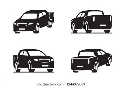 Pickup truck in perspective - vector illustration