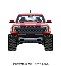 Pickup truck. Red off-road. On a white background. vector.