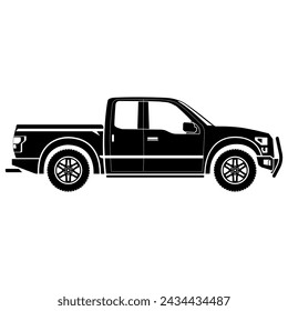 Pickup truck side view vector illustration isolated on transparent background, PNG