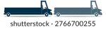 Pickup truck silhouette vector illustration. Commercial vehicle with hand drawn texture on white.