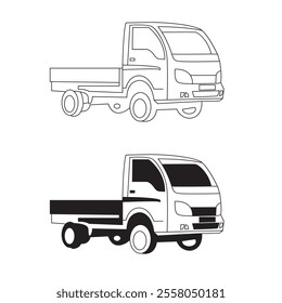 Pickup Truck Silhouette Vector Line Art