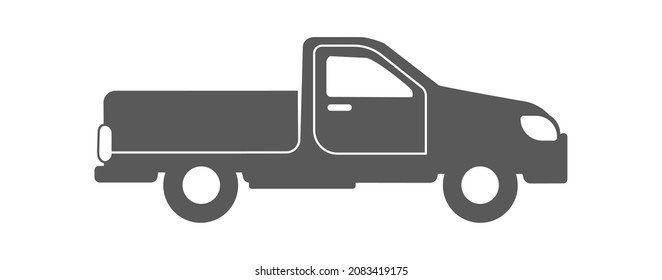 Pickup truck silhouette. White winter symbol icon vector illustration isolated on white background