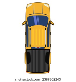 Pickup truck top view shape and yellow color.
vector illustration
