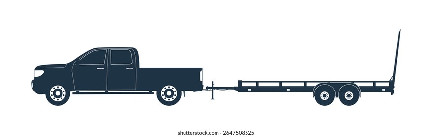 Uma caminhonete reboque aberto de 2 eixos. Ilustração vetorial.