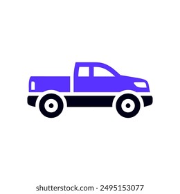 Pickup truck transport flat icon, side view
