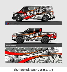 pickup Truck and van livery Graphic vector. grunge background design for vehicle decal vinyl wrap

