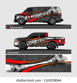 pickup Truck and van livery Graphic vector. grunge background design for vehicle decal vinyl wrap
