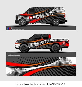 pickup Truck and van livery Graphic vector. grunge background design for vehicle decal vinyl wrap
