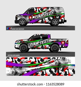 pickup Truck and van livery Graphic vector. grunge background design for vehicle decal vinyl wrap
