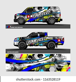 pickup Truck and van livery Graphic vector. grunge background design for vehicle decal vinyl wrap
