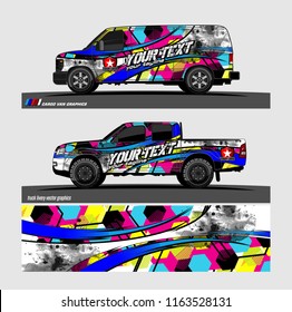 pickup Truck and van livery Graphic vector. grunge background design for vehicle decal vinyl wrap
