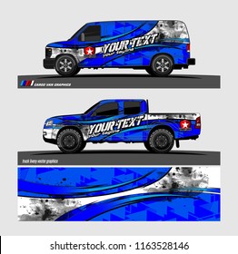 pickup Truck and van livery Graphic vector. grunge background design for vehicle decal vinyl wrap
