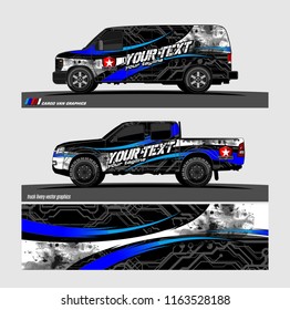 pickup Truck and van livery Graphic vector. grunge background design for vehicle decal vinyl wrap
