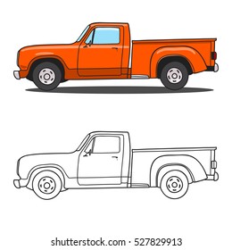 Pick-up truck. Vector doodle illustration