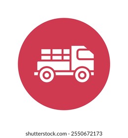 Pickup Truck  Vector Glyph Circle . Eps 10 file