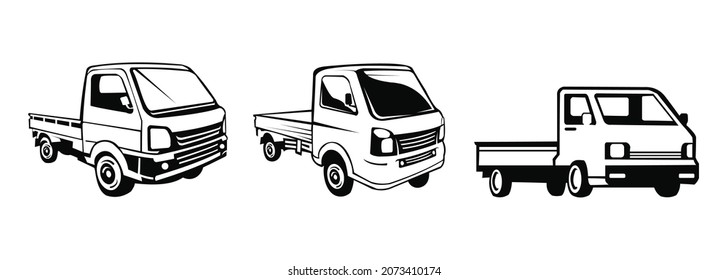 Pickup truck vector icon on white background,pickup truck icon symbol sign from modern transportation collection,logo mini truck