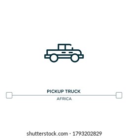 pickup truck vector line icon. Simple element illustration. pickup truck outline icon from africa concept. Can be used for web and mobile
