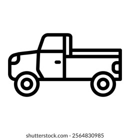 Pickup Truck Vector Line Icon Design