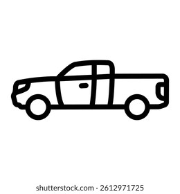 Pickup Truck Vector Line Icon Design